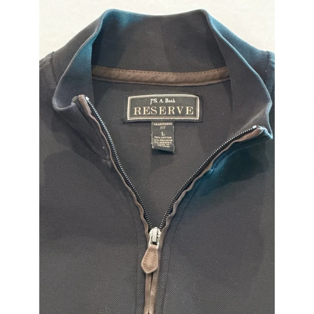 Jos. A Bank Reserve Traditional Fit Charcoal Gray Cotton 1/4 Zip Sweater Men's L
